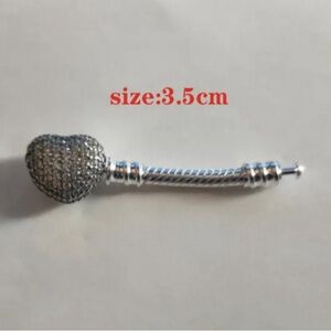 Pave Zircon Heart Clasp Bracelet Extender For Charm Bracelet 925 sterling silver
